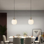 Glass Pendant Light with Ribbed Lamp Shade