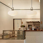 Glass Pendant Light with Ribbed Lamp Shade