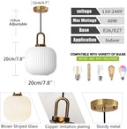 Glass Pendant Light with Ribbed Lamp Shade