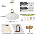 Glass Pendant Light with Ribbed Lamp Shade