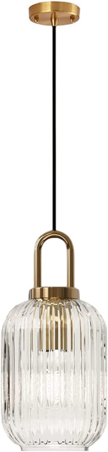 Glass Pendant Lighting with Ribbed Lamp Shade