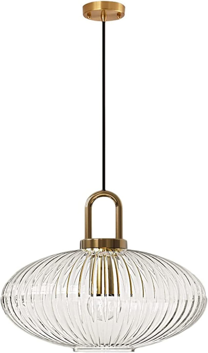 Glass Pendant Lighting with Ribbed Lamp Shade
