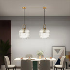 Glass Pendant Lighting with Ribbed Lamp Shade