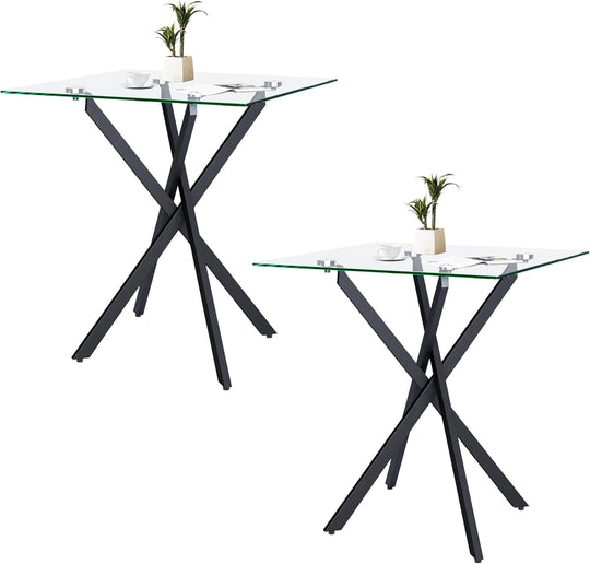 Side Tables 2 Set Square Glass Coffee Table