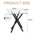 Glass Side Table Square Coffee Modern Living Room (Set of 2)