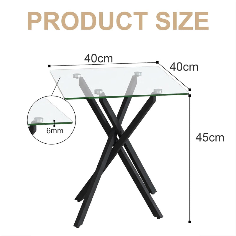 Side Tables 2 Set Square Glass Coffee Table