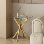 Glass Side Table Square Coffee Modern Living Room (Set of 2)