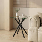 Glass Side Table Square Coffee Modern Living Room (Set of 2)
