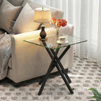 Glass Side Table Square Coffee Modern Living Room (Set of 2)