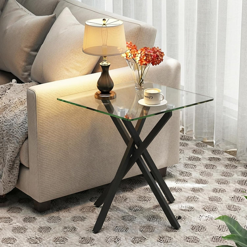 Side Tables 2 Set Square Glass Coffee Table