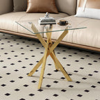 Glass Side Table Square Coffee Modern Living Room (Set of 2)