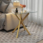 Glass Side Table Square Coffee Modern Living Room (Set of 2)
