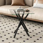 Glass Side Table Square Coffee Modern Living Room (Set of 2)