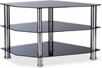Glass TV Stand 3 Tempered Shelves Rubber Feet
