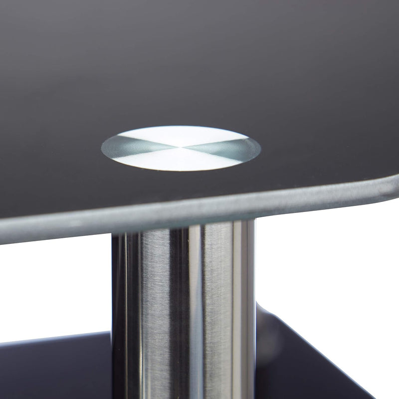 Glass TV Stand 3 Tempered Shelves Rubber Feet