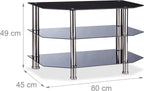 Glass TV Stand 3 Tempered Shelves Rubber Feet