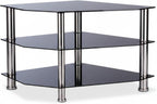 Glass TV Stand 3 Tempered Shelves Rubber Feet