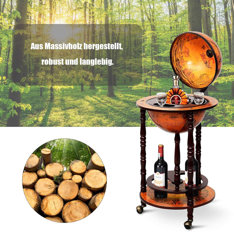 Globe Bar Made of Eucalyptus World Trolley