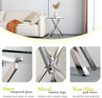 Small Glass End Table with Chrome Legs