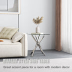 Small Glass End Table with Chrome Legs