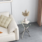Small Glass End Table with Chrome Legs