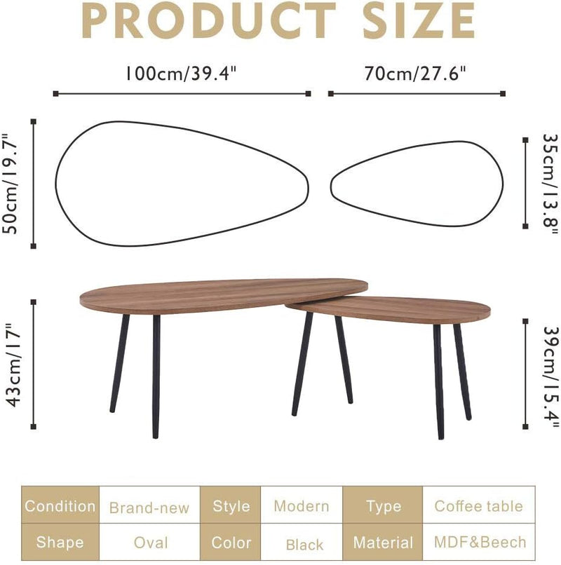 Coffee Table Set Nest of 2 Tables Modern