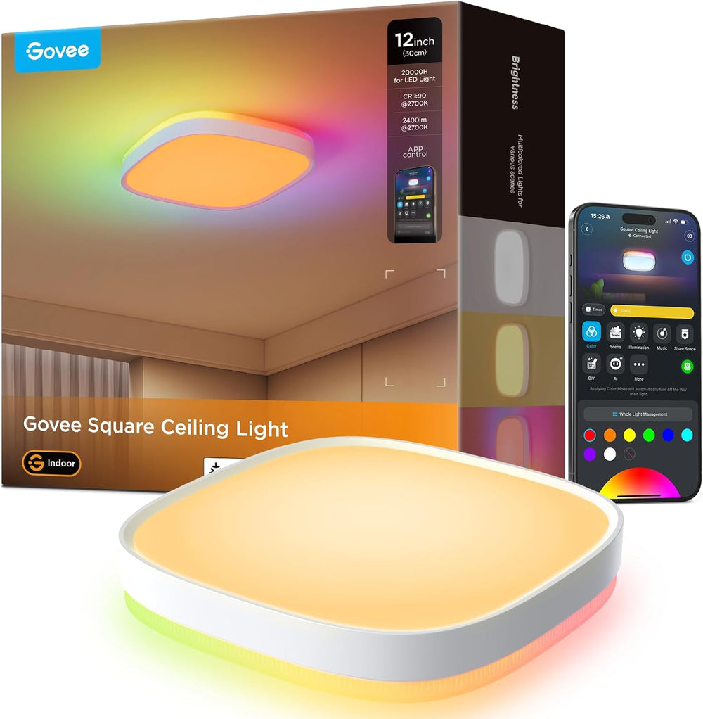 LED Ceiling Light 2400lm Smart Rgbic Lights Square