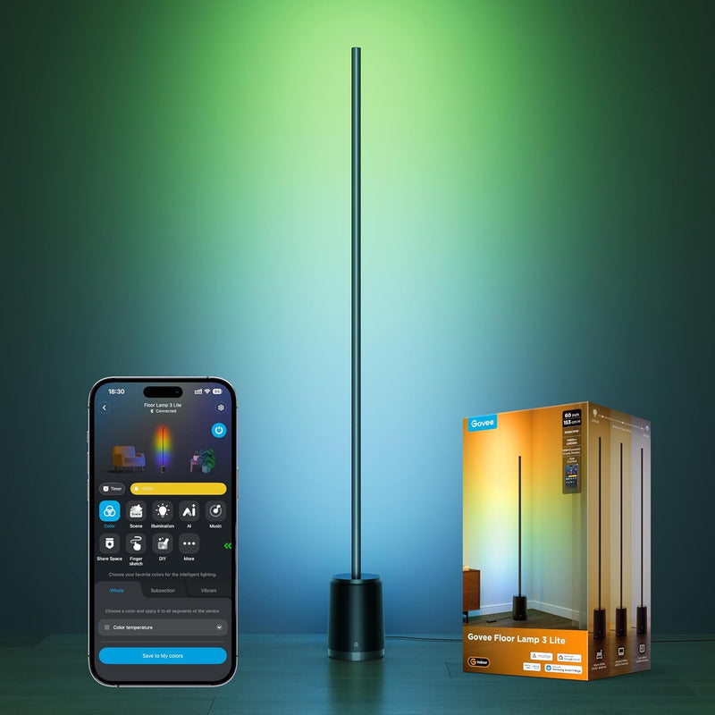 LED Floor Lamp 3 Lite Rgbicww 1400lm Smart