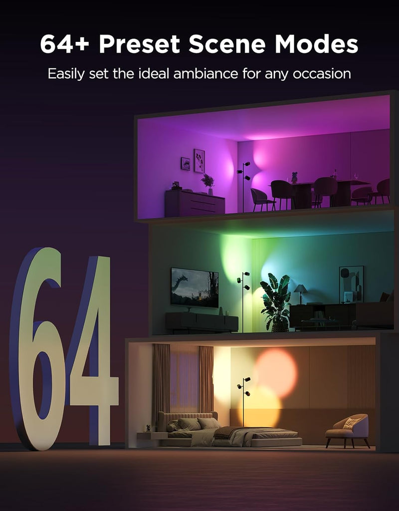 Floor Lamp Rgbww 3-Head Focus Adjustable Standing Corner