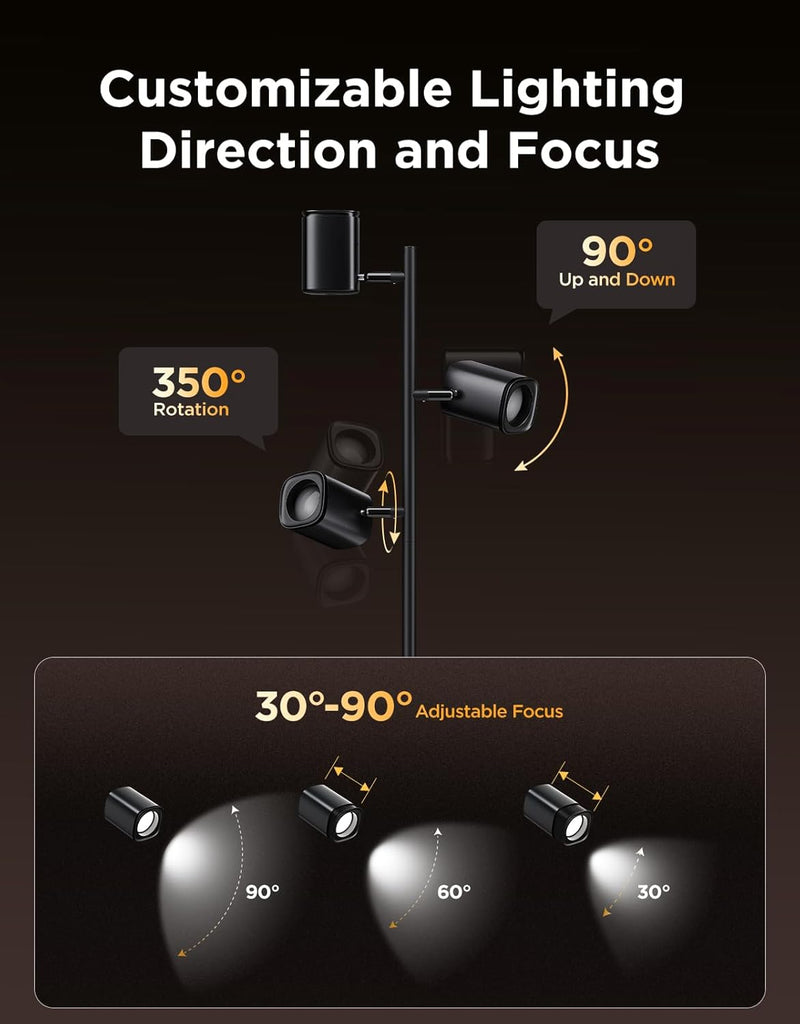 Floor Lamp Rgbww 3-Head Focus Adjustable Standing Corner