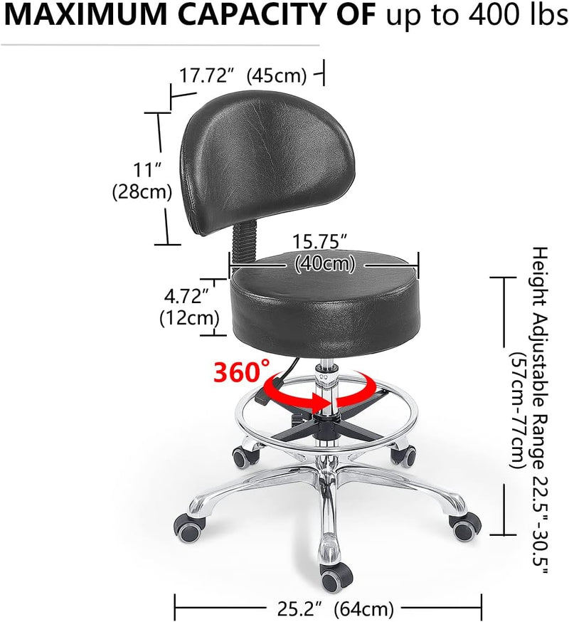Grace Height Adjustable Rolling Swivel Stool Chair
