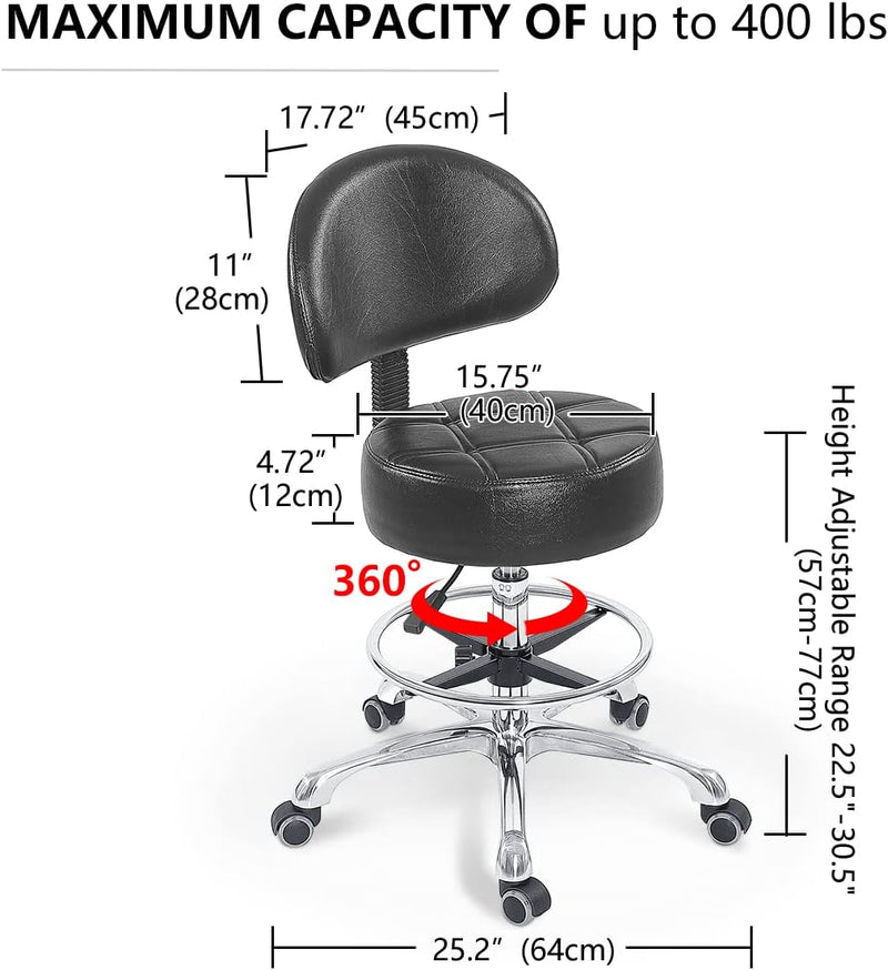 Grace Height Adjustable Rolling Swivel Stool Chair