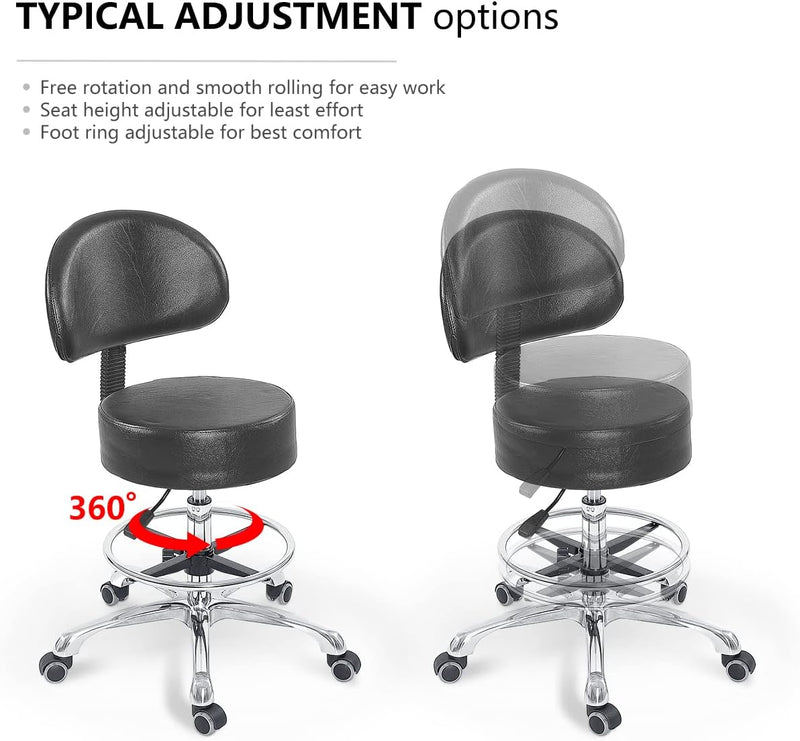 Grace Height Adjustable Rolling Swivel Stool Chair