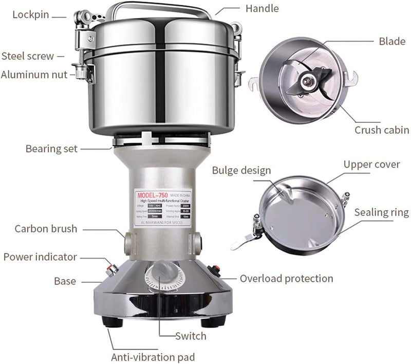 Grain Mill Grinder 550g High Speed 25000r Min