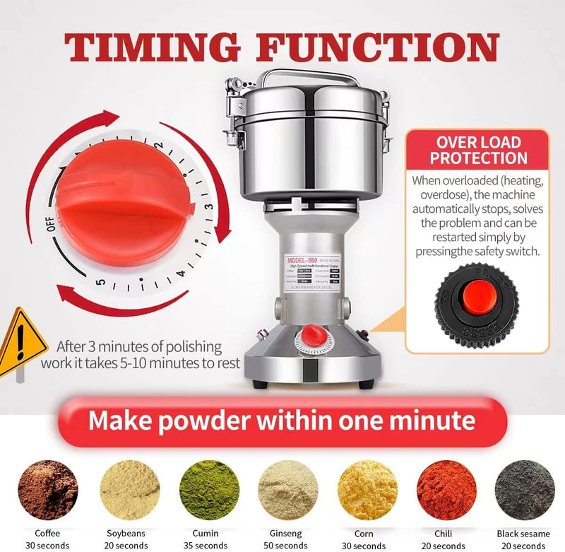 Grain Mill Grinder 550g High Speed 25000r Min