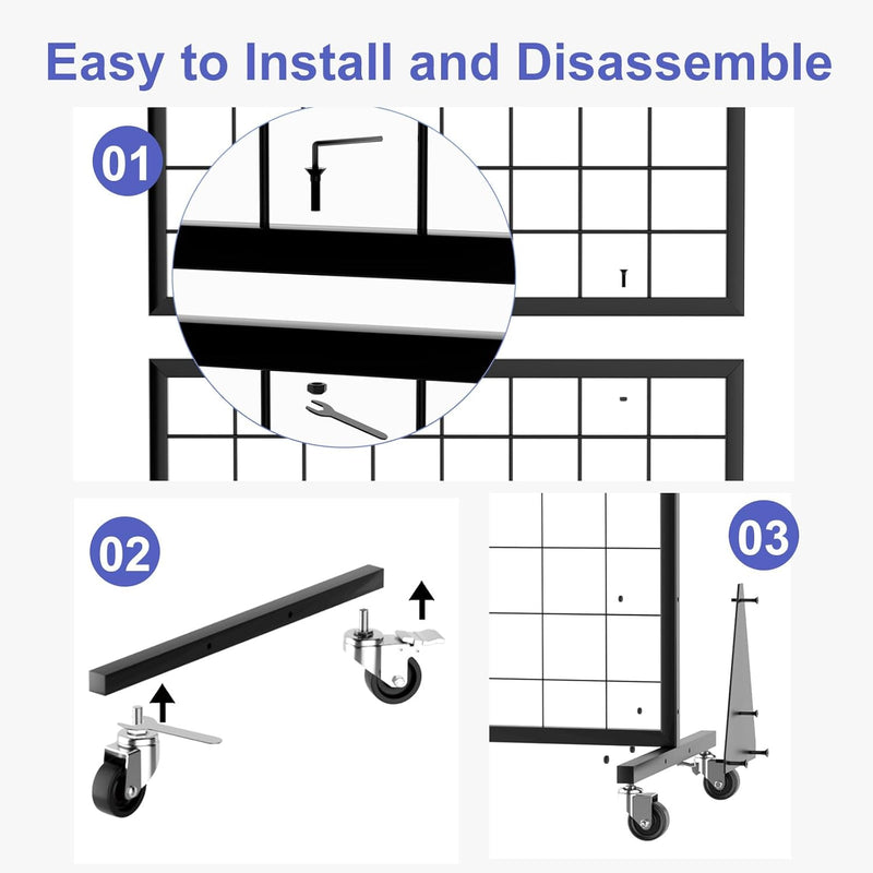 Gridwall Panel Display Stands 2'x5.5' Ft Heavy-Duty