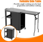 Grill Bbq Cart Cabinet with Folding Side Table