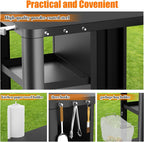 Grill Bbq Cart Cabinet with Folding Side Table