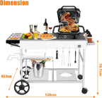 Grill Bbq Cart Cabinet with Folding Side Table