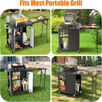 Grill Bbq Cart Cabinet with Folding Side Table