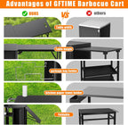 Grill Bbq Cart Cabinet with Folding Side Table