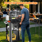 Grill Bbq Cart Cabinet with Folding Side Table
