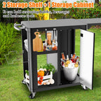 Grill Bbq Cart Cabinet with Folding Side Table