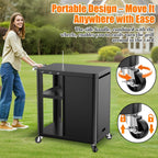 Grill Bbq Cart Cabinet with Folding Side Table