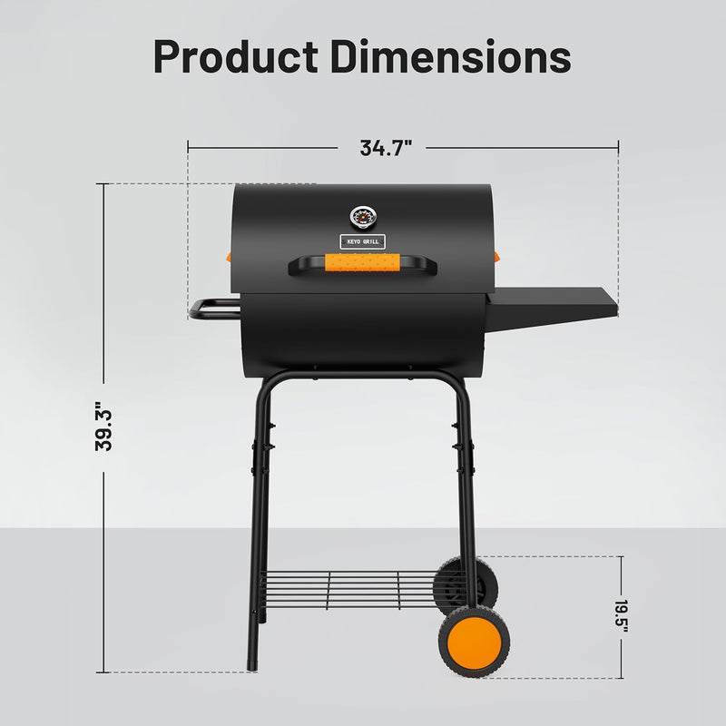 20" Bbq Grill with Height-Adjustable Tray- 351 Sq