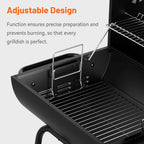 Grill Bbq Smoker with Height-Adjustable Tray Large Portable