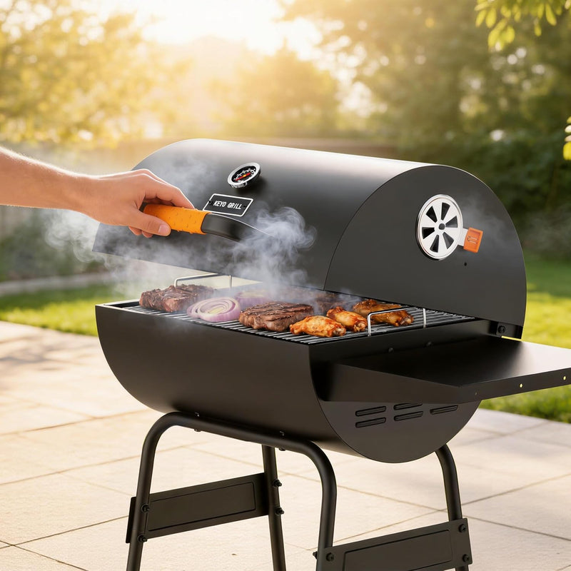 20" Bbq Grill with Height-Adjustable Tray- 351 Sq