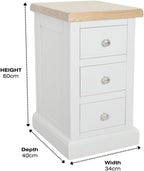 Grofurniture Painted Bedside Table 3 Drawers Cabinet