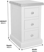 Grofurniture Painted Bedside Table 3 Drawers Cabinet