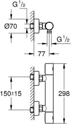 Grohtherm 800 Cosmopolitan Thermostatic Shower Mixer 1 2